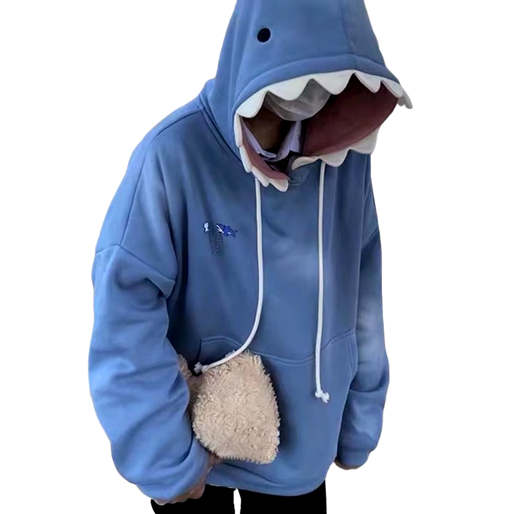 Kawaii Shark Patchwork Hoodie