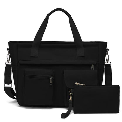 UrbanEase Canvas Tote – Multi-Pocket Shoulder & Crossbody Bag for Work, Travel & Everyday Use