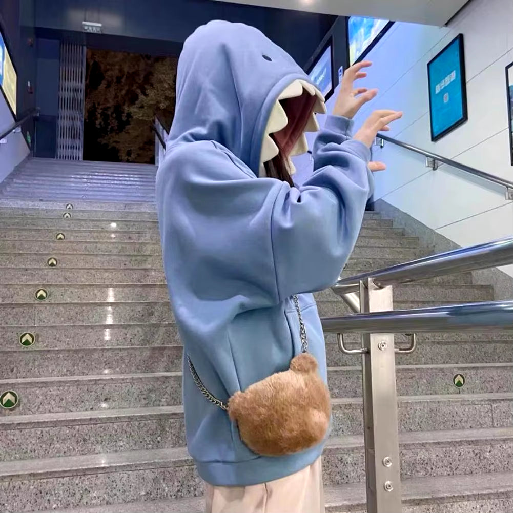 Kawaii Shark Patchwork Hoodie